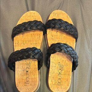 Corkys Black Braided Sandals